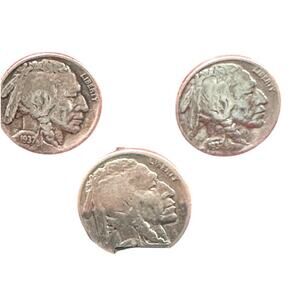 Buffalo Nickel 1937 cufflinks and tie tack set Vintage NIB